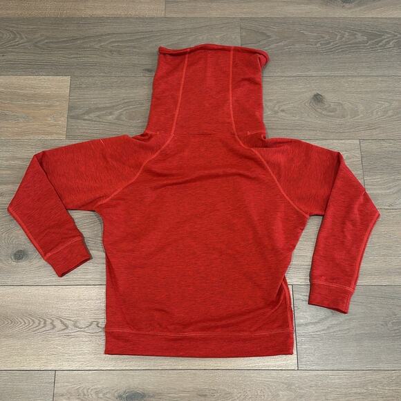 NIKE Heathered Red Rolled Cowl Neck Long Sleeve Pullover Sweatshirt Top Size S - Picture 2 of 13